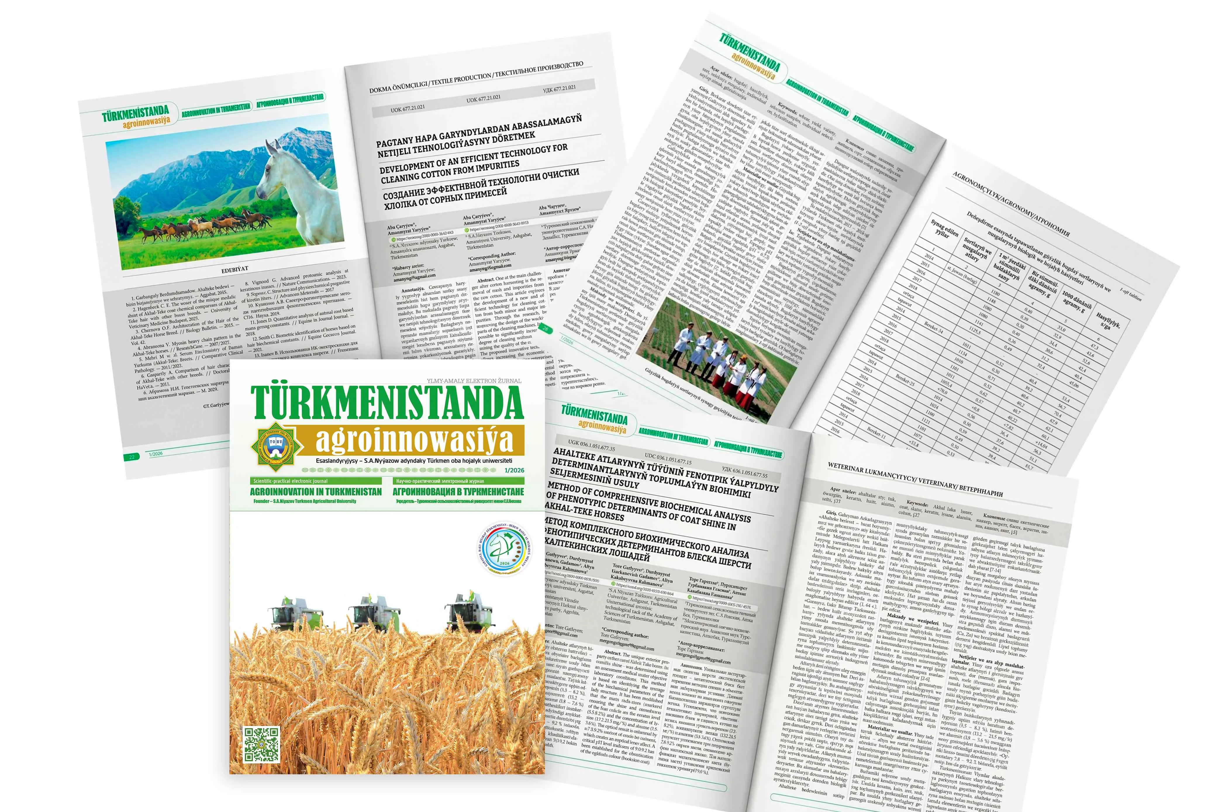 «TÜRKMENISTANDA AGROINNOWASIÝA» YLMY-AMALY ELEKTRON ŽURNALYNYŇ ILKINJI SANY OKYJYLARA GOWUŞDY
